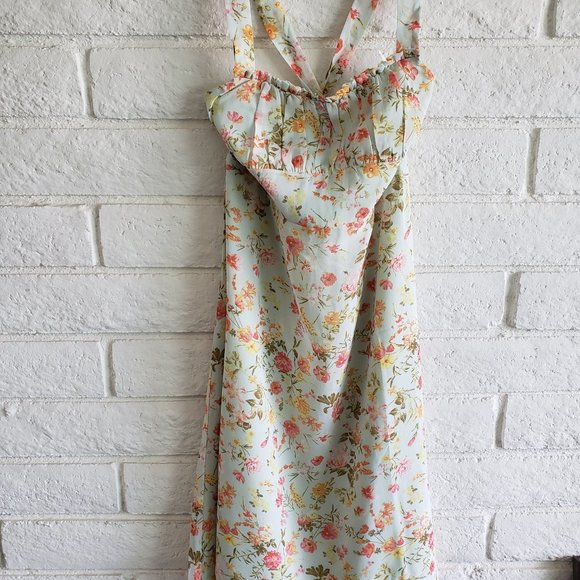 NWT Floral Print Crisscross Midi Dress Sz M - Picture 3 of 6